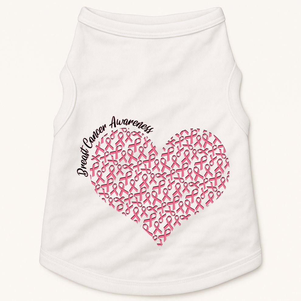 Cute Breast Cancer Awareness Ribbon Pattern Heart Doggie Tank