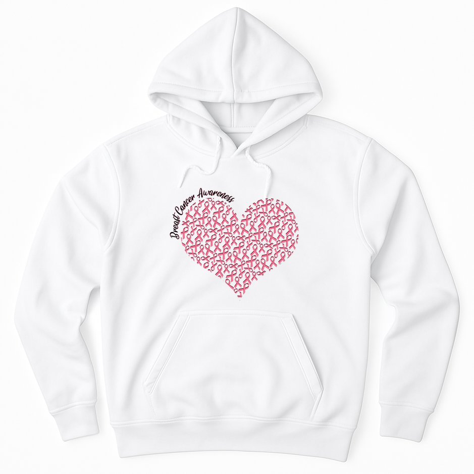 Cute Breast Cancer Awareness Ribbon Pattern Heart Hoodie