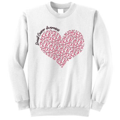 Cute Breast Cancer Awareness Ribbon Pattern Heart Sweatshirt