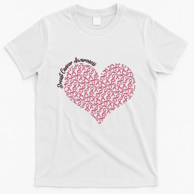 Cute Breast Cancer Awareness Ribbon Pattern Heart T-Shirt