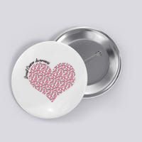 Cute Breast Cancer Awareness Ribbon Pattern Heart Button