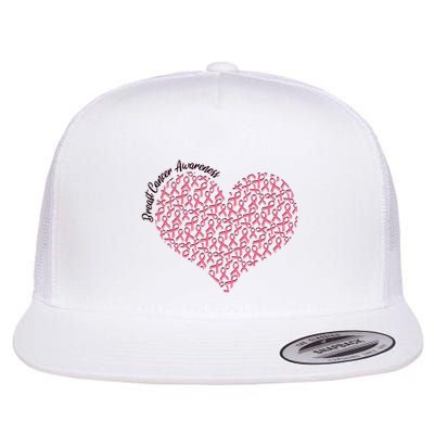 Cute Breast Cancer Awareness Ribbon Pattern Heart Flatbill Hat