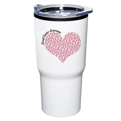 Cute Breast Cancer Awareness Ribbon Pattern Heart Tumbler