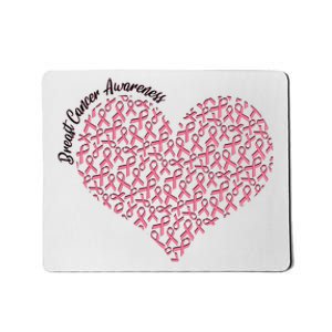 Cute Breast Cancer Awareness Ribbon Pattern Heart Mousepad