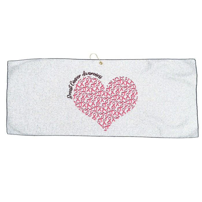 Cute Breast Cancer Awareness Ribbon Pattern Heart Large Microfiber Waffle Golf Towel