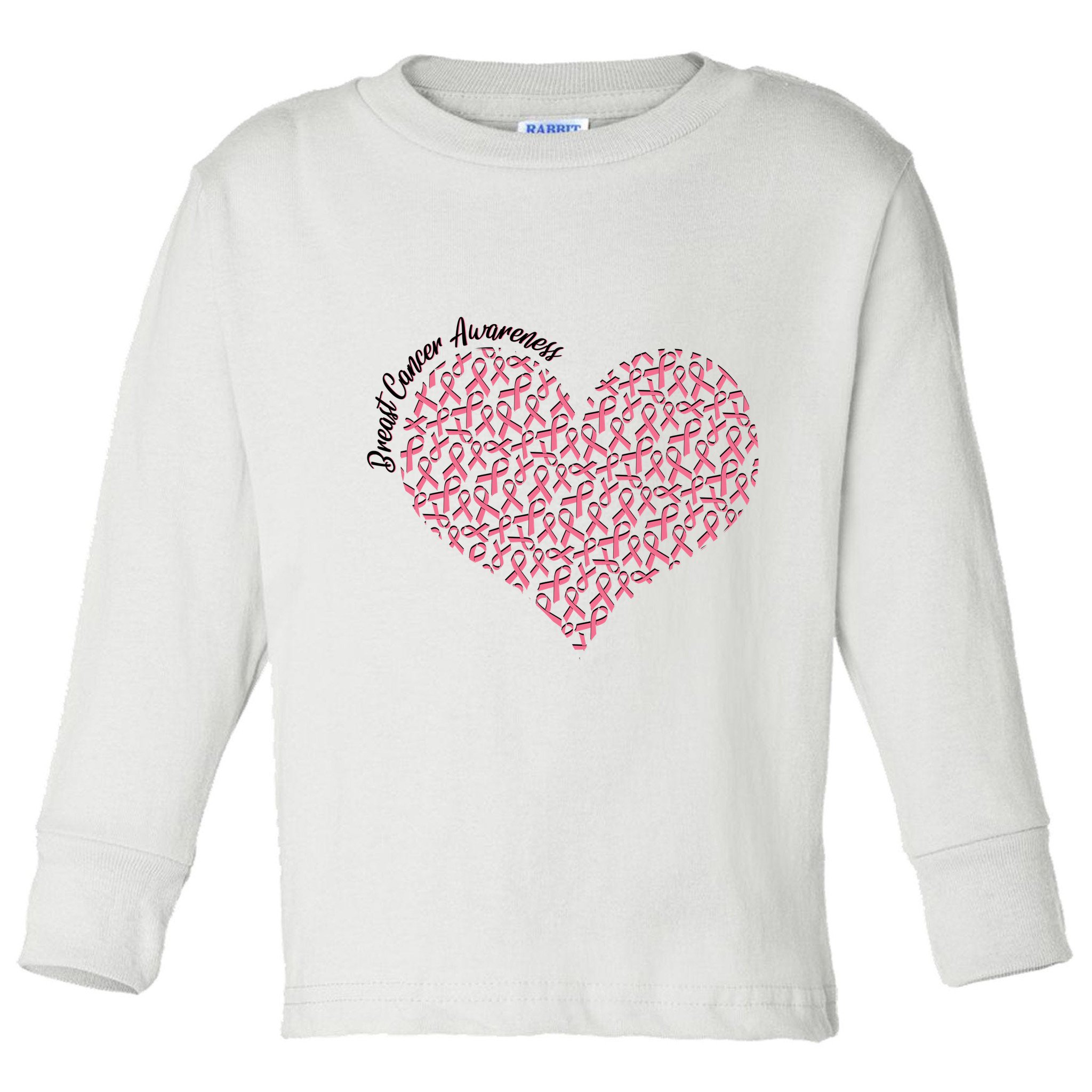 Cute Breast Cancer Awareness Ribbon Pattern Heart Toddler Long Sleeve Shirt
