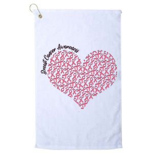 Cute Breast Cancer Awareness Ribbon Pattern Heart Platinum Collection Golf Towel