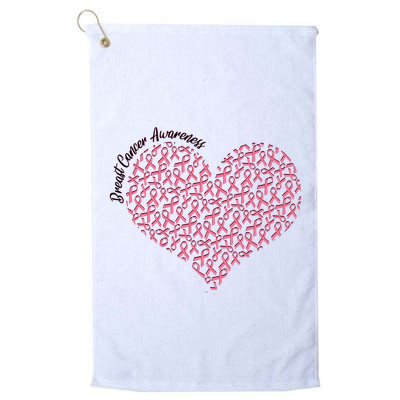 Cute Breast Cancer Awareness Ribbon Pattern Heart Golf Towel