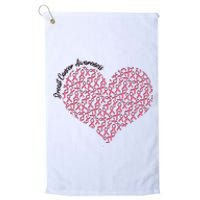 Cute Breast Cancer Awareness Ribbon Pattern Heart Platinum Collection Golf Towel