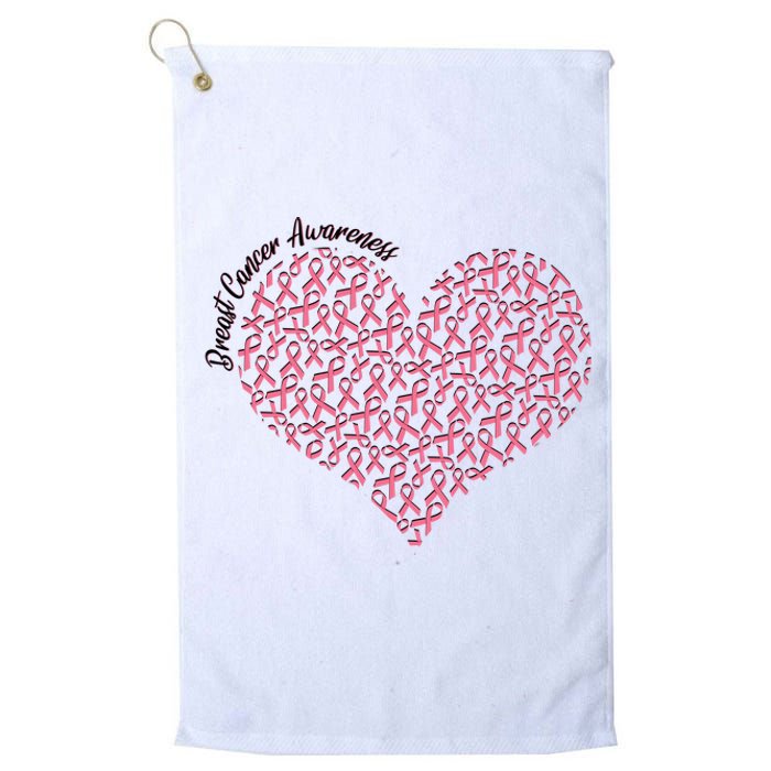 Cute Breast Cancer Awareness Ribbon Pattern Heart Platinum Collection Golf Towel