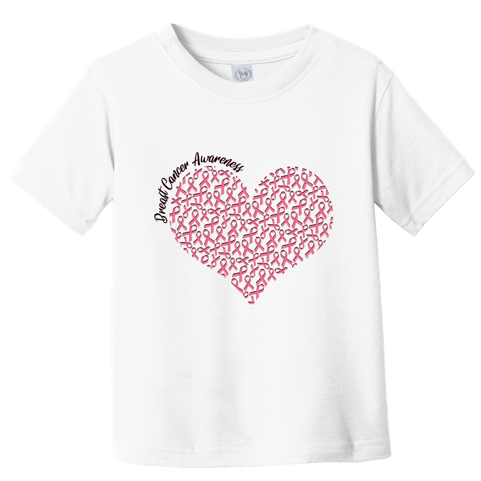 Cute Breast Cancer Awareness Ribbon Pattern Heart Toddler T-Shirt