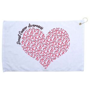 Cute Breast Cancer Awareness Ribbon Pattern Heart Grommeted Golf Towel