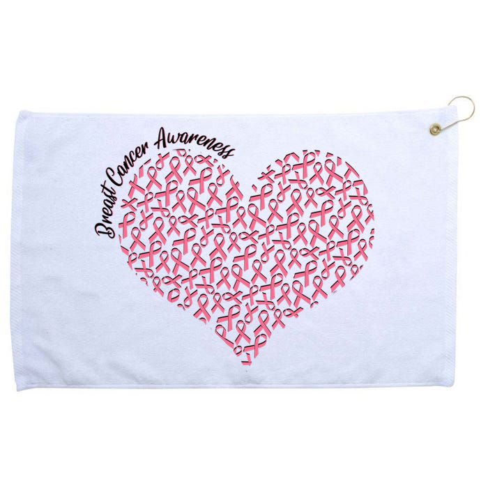 Cute Breast Cancer Awareness Ribbon Pattern Heart Grommeted Golf Towel