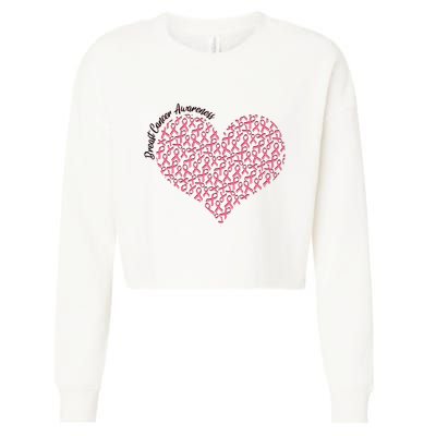 Cute Breast Cancer Awareness Ribbon Pattern Heart Cropped Pullover Crew