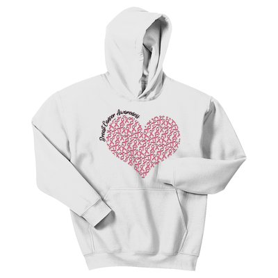 Cute Breast Cancer Awareness Ribbon Pattern Heart Kids Hoodie