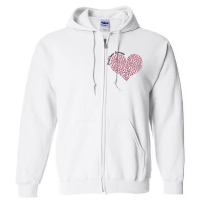 Cute Breast Cancer Awareness Ribbon Pattern Heart Full Zip Hoodie