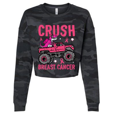 Crush Breast Cancer Awareness Monster Truck Cropped Pullover Crew