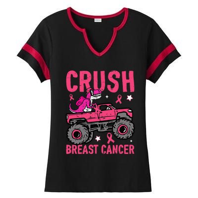 Crush Breast Cancer Awareness Monster Truck Ladies Halftime Notch Neck Tee