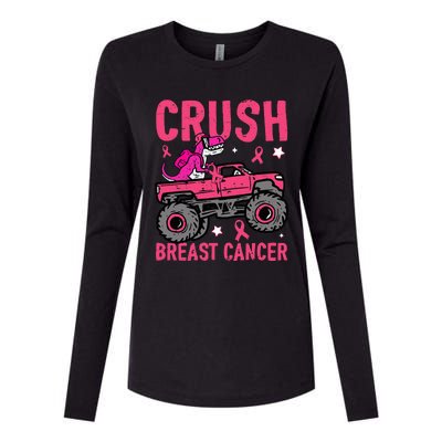 Crush Breast Cancer Awareness Monster Truck Womens Cotton Relaxed Long Sleeve T-Shirt