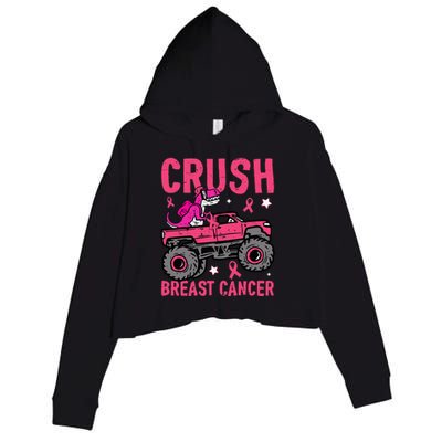 Crush Breast Cancer Awareness Monster Truck Crop Fleece Hoodie