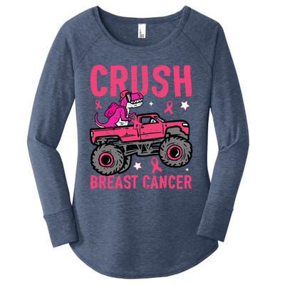 Crush Breast Cancer Awareness Monster Truck Women's Perfect Tri Tunic Long Sleeve Shirt