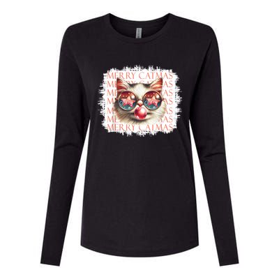 Cute Black Cat Funny Meowy Christmas Light Xmas Holiday Womens Cotton Relaxed Long Sleeve T-Shirt