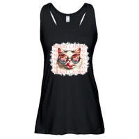 Cute Black Cat Funny Meowy Christmas Light Xmas Holiday Ladies Essential Flowy Tank