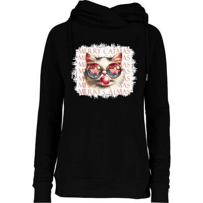 Cute Black Cat Funny Meowy Christmas Light Xmas Holiday Womens Funnel Neck Pullover Hood