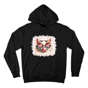 Cute Black Cat Funny Meowy Christmas Light Xmas Holiday Tall Hoodie