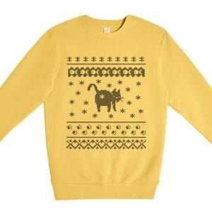 Cat Butt Christmas Winter Holiday Ugly Pattern Great Gift Premium Crewneck Sweatshirt