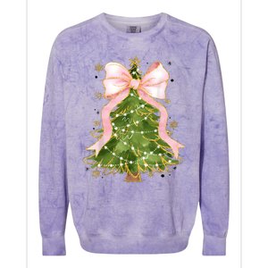 Coquette Bow Christmas Tree Xmas Holiday Girly Outfit Women Colorblast Crewneck Sweatshirt