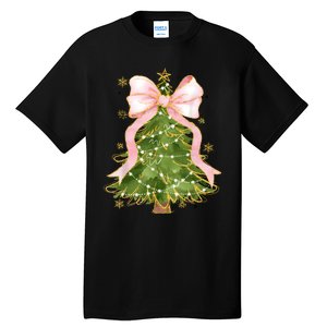 Coquette Bow Christmas Tree Xmas Holiday Girly Outfit Women Tall T-Shirt