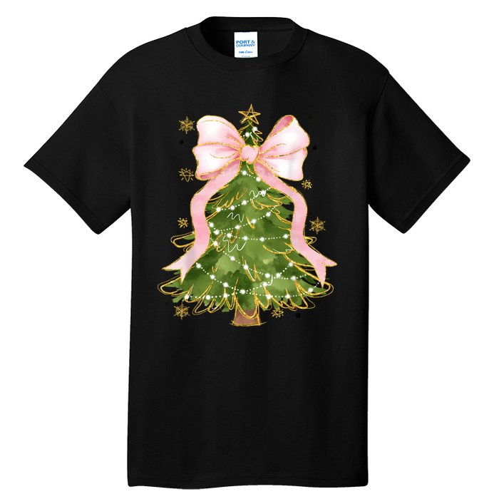 Coquette Bow Christmas Tree Xmas Holiday Girly Outfit Women Tall T-Shirt