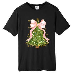 Coquette Bow Christmas Tree Xmas Holiday Girly Outfit Women Tall Fusion ChromaSoft Performance T-Shirt