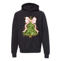 Coquette Bow Christmas Tree Xmas Holiday Girly Outfit Women Premium Hoodie