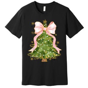 Coquette Bow Christmas Tree Xmas Holiday Girly Outfit Women Premium T-Shirt