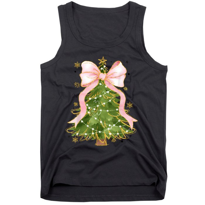 Coquette Bow Christmas Tree Xmas Holiday Girly Outfit Women Tank Top