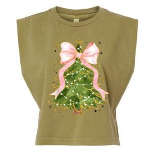 Coquette Bow Christmas Tree Xmas Holiday Girly Outfit Women Garment-Dyed Women's Muscle Tee