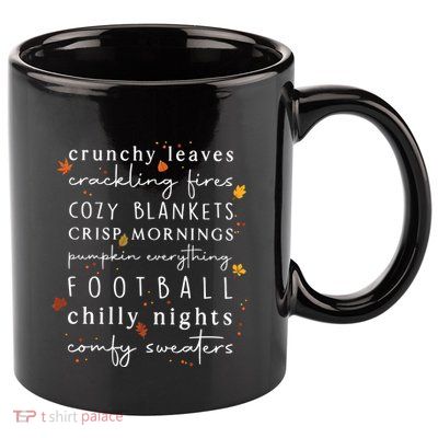 Cozy Blankets Crunchy Leaves Crackling Fires Football 11oz C Handle Ceramic Mug