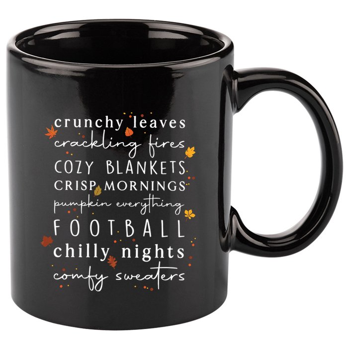 Cozy Blankets Crunchy Leaves Crackling Fires Football 11oz C Handle Ceramic Mug