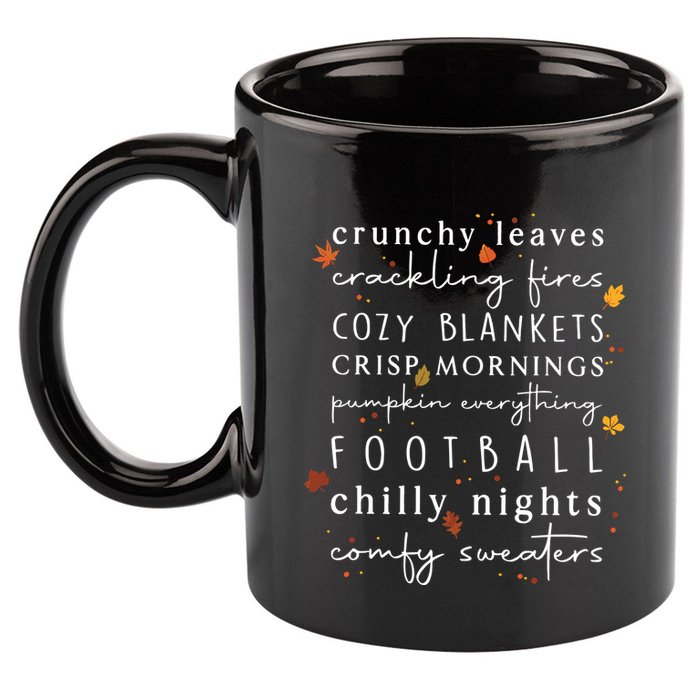 Cozy Blankets Crunchy Leaves Crackling Fires Football 11oz C Handle Ceramic Mug