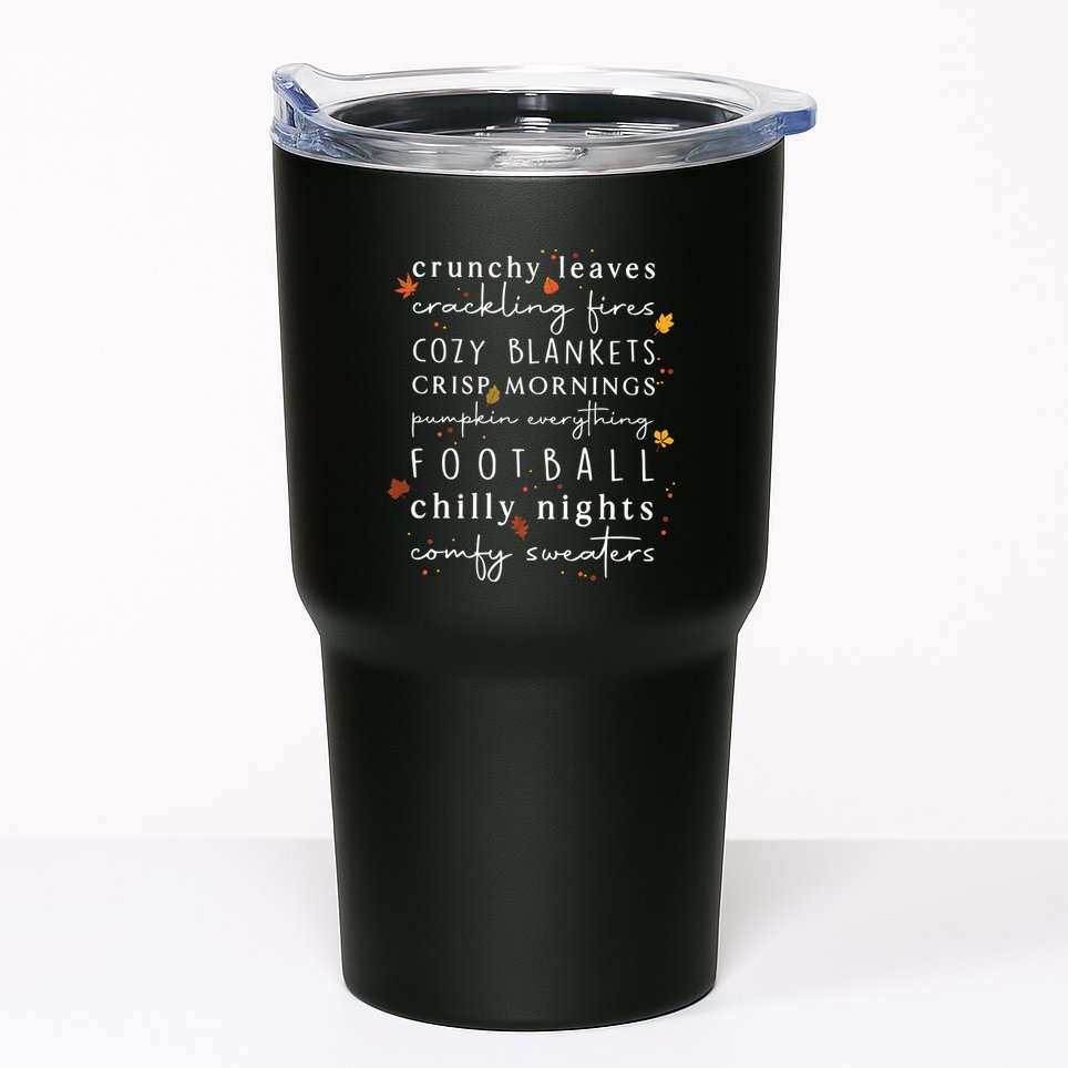 Cozy Blankets Crunchy Leaves Crackling Fires Football Tumbler