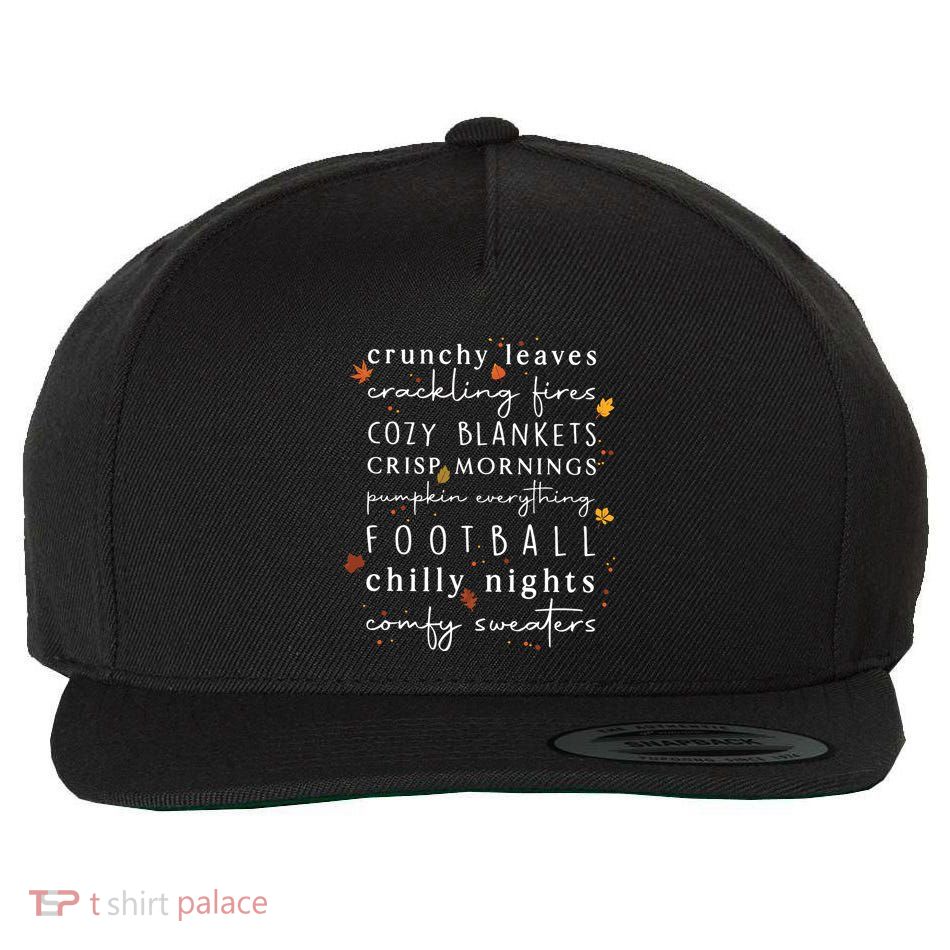 Cozy Blankets Crunchy Leaves Crackling Fires Football Wool Snapback Cap