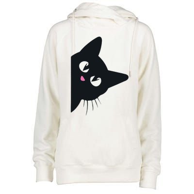 Cute Black Cat Halloween Costume Kitten Adult Womens Funnel Neck Pullover Hood