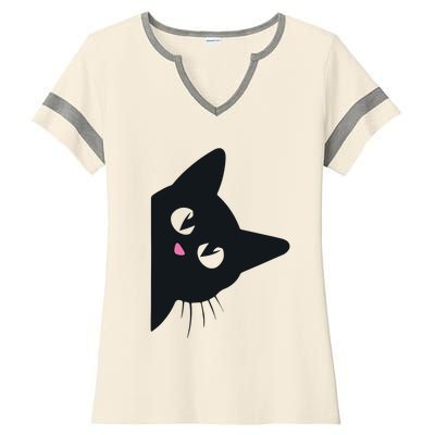 Cute Black Cat Halloween Costume Kitten Adult Ladies Halftime Notch Neck Tee