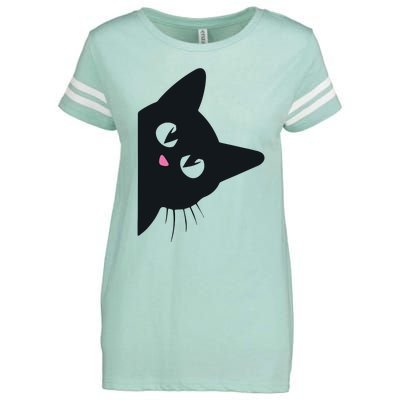 Cute Black Cat Halloween Costume Kitten Adult Enza Ladies Jersey Football T-Shirt