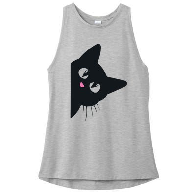 Cute Black Cat Halloween Costume Kitten Adult Ladies PosiCharge Tri-Blend Wicking Tank