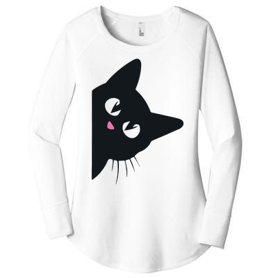 Cute Black Cat Halloween Costume Kitten Adult Women's Perfect Tri Tunic Long Sleeve Shirt