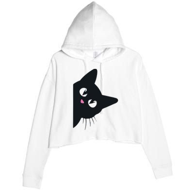 Cute Black Cat Halloween Costume Kitten Adult Crop Fleece Hoodie