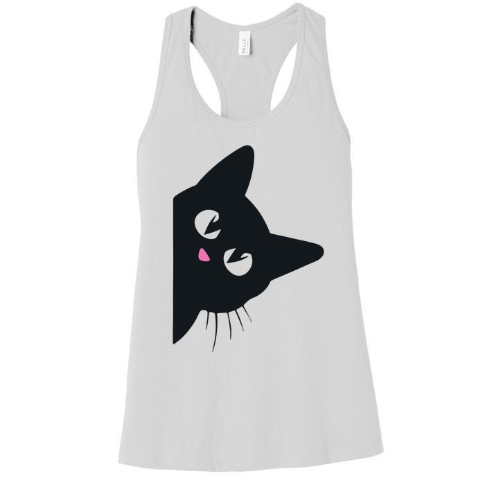 Cute Black Cat Halloween Costume Kitten Adult Women's Racerback Tank